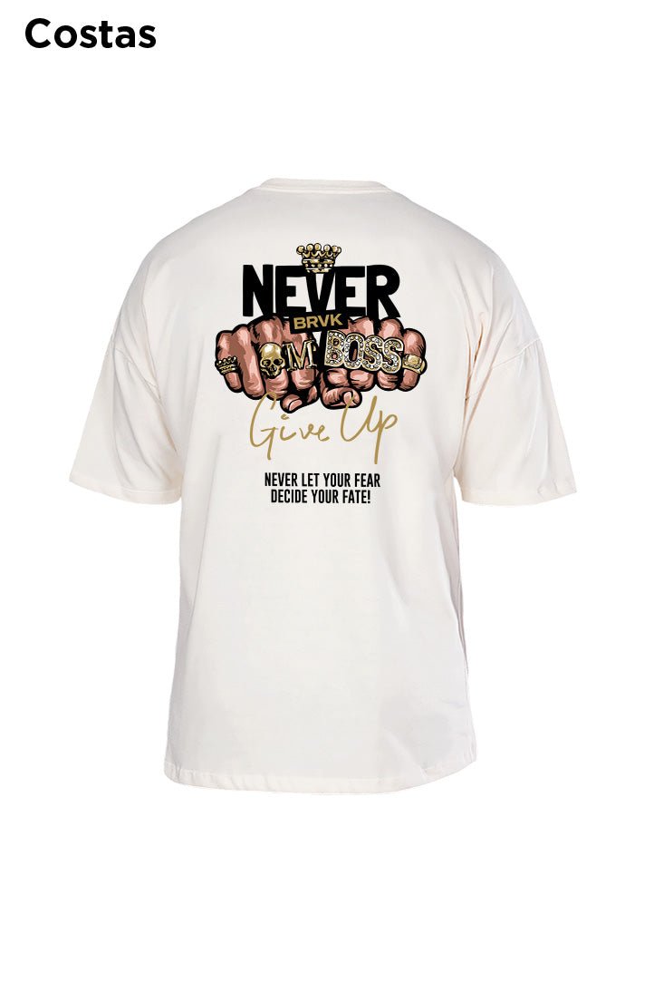 Oversized Off White Never Give Up - BRVK - Street Wear