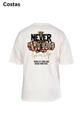 Oversized Off White Never Give Up - BRVK - Street Wear